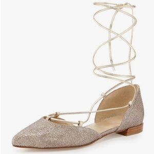 Stuart Weitzman Gilligan Lace up d’orsey flat platinum